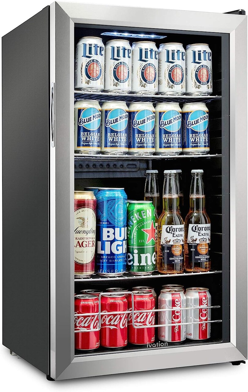 Ivation Beverage Refrigerator Ultra Cool Mini Fridge Beer, Juice Cooler for Home & Office